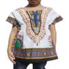 RaanPahMuang Childs African Dashiki Festival Bright Cotton Open Collar Shirt, Medium, New White Dark Blue