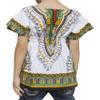 RaanPahMuang Childs African Dashiki Festival Bright Cotton Open Collar Shirt, Medium, New White Olive Green view 2
