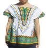 RaanPahMuang Childs African Dashiki Festival Bright Cotton Open Collar Shirt, Medium, New White Green view 1