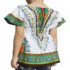 RaanPahMuang Childs African Dashiki Festival Bright Cotton Open Collar Shirt, Medium, New White Green view 2