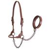 Derby Originals Bronze Beauty Premium Round Rolled Leather Cattle Show Halter with Matching Chain Lead view 4