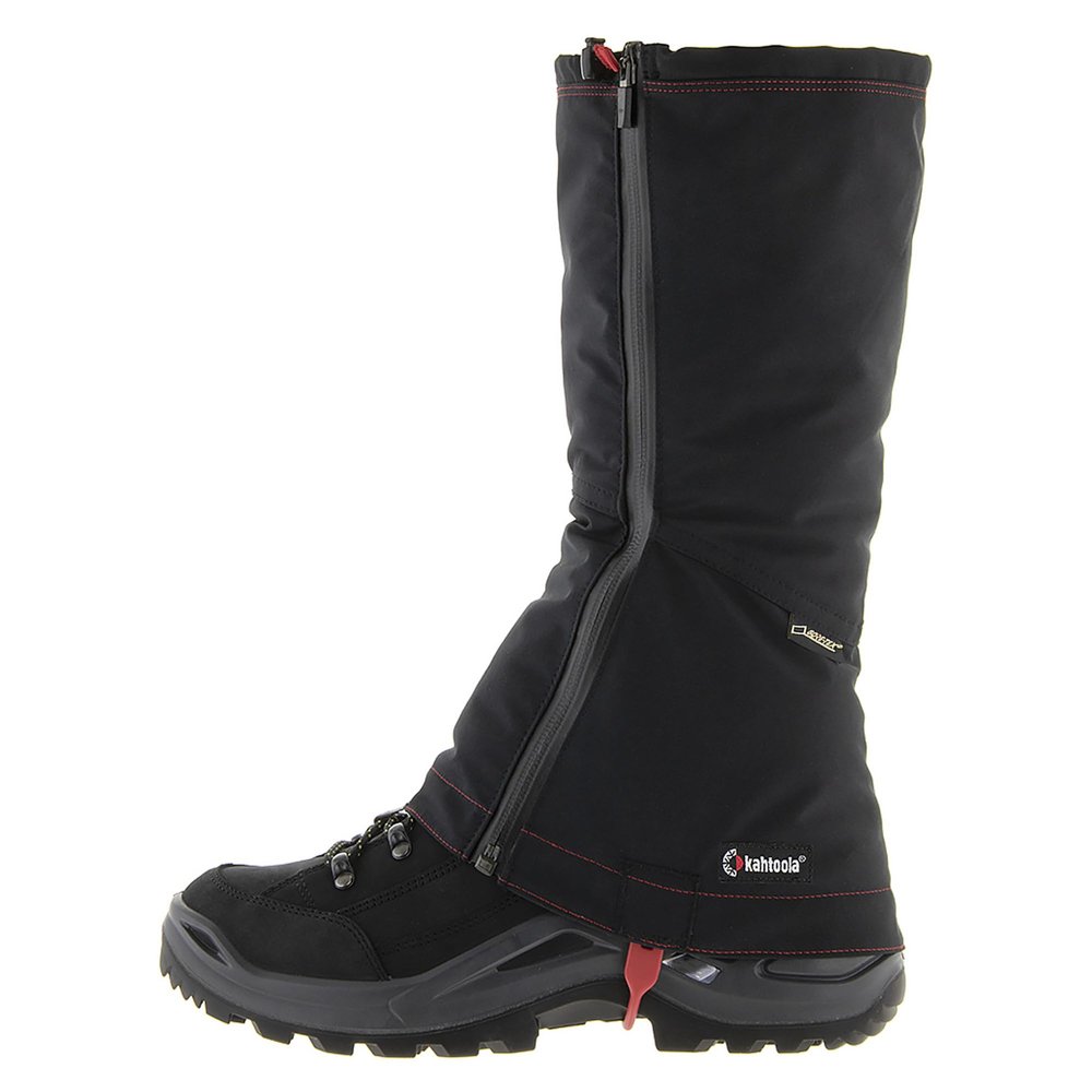 Kahtoola LEVAgaiter Tall GTX Gaiters, Waterproof Gore-TEX Shoe & Boot Protection for Mountaineering, Off-Trail Hiking in Mud, Snow & Ice - Black|Black - Large