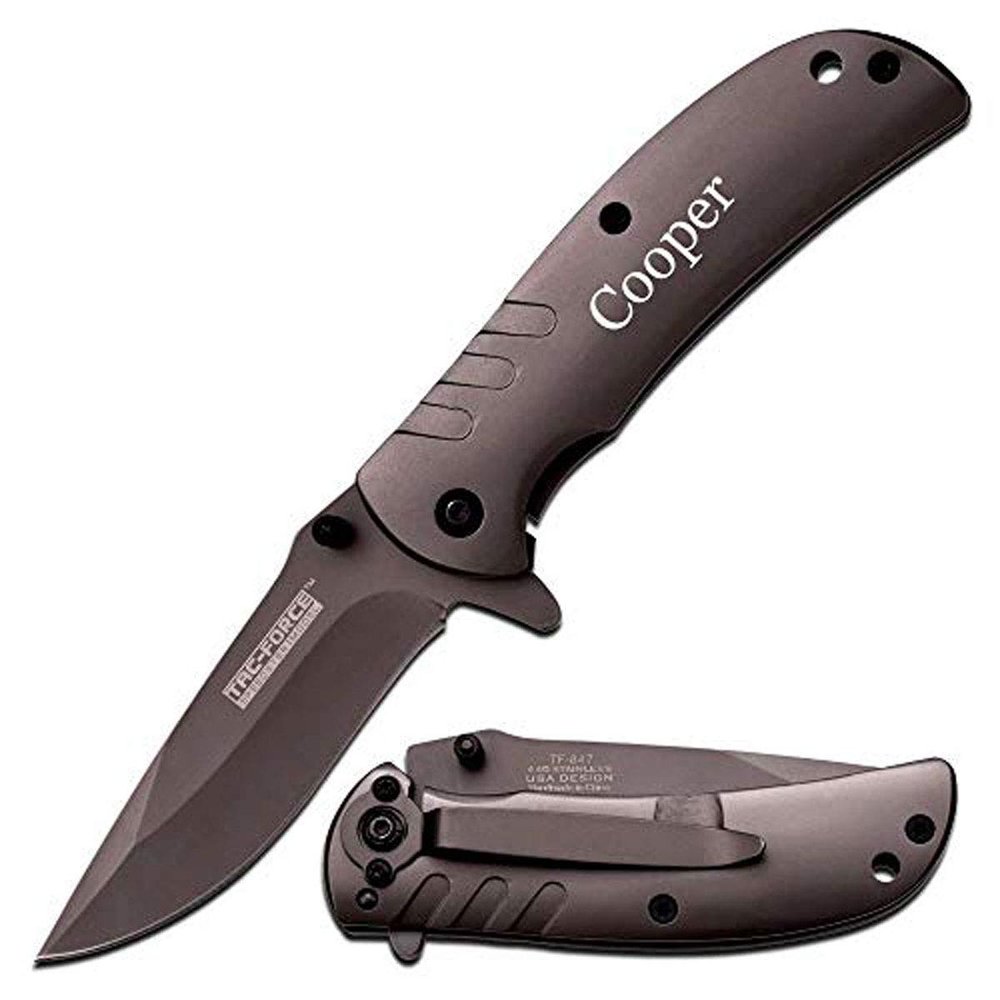 Free Engraving - Tac-Force Titanium Coated Stainless Steel Quality Pocket Knife (TF-847)