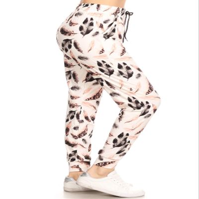 Leggings Depot JGA-S556-M Leaf Whisperer Jogger Print Pants w/Pockets, Medium
