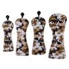 4Pcs/Set Premium PU Golf Covers 3 5 UT Wood Replacement & Interchangeable Number Tag, Camo Brown view 1
