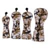 4Pcs/Set Premium PU Golf Covers 3 5 UT Wood Replacement & Interchangeable Number Tag, Camo Brown view 3