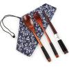 Wooden Chopsticks Spoon Fork Set Tableware Travel Utensils with Pouch view 1