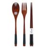 Wooden Chopsticks Spoon Fork Set Tableware Travel Utensils with Pouch view 2