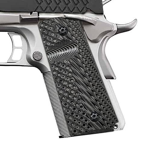 Cool Hand 1911 G10 Grips, Compact/Officer, Free Screws Included, OPS Texture (Gun Metal)