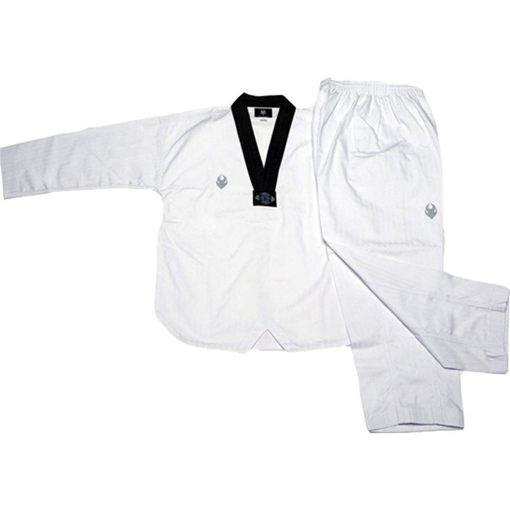 Sanga Taekwondo Global Dan Uniform Black V-Neck Type Martial Arts MMA TKD Karate Judo Hapkido (160(Height: 155~165cm)(61.0~64.9 inch))