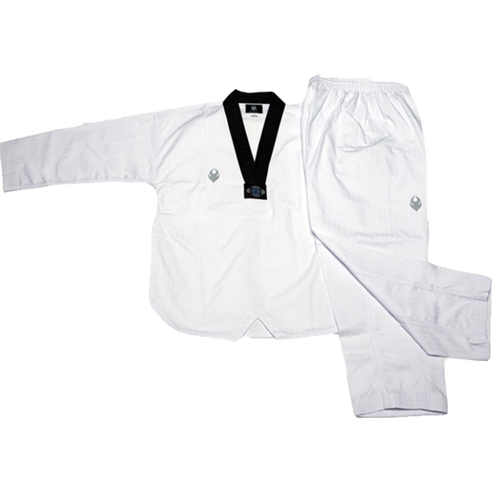 Sanga Taekwondo Global Dan Uniform Black V-Neck Type Martial Arts MMA TKD Karate Judo Hapkido (150(Height: 145~155cm)(57.0~61.0 inch))