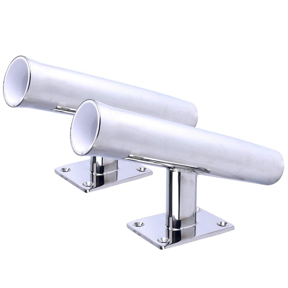 Amarine Made 2 Pack of Tournament Style Stainless Steel Wall Mounted Rod Holder,Transom Mounted (20 Degree)