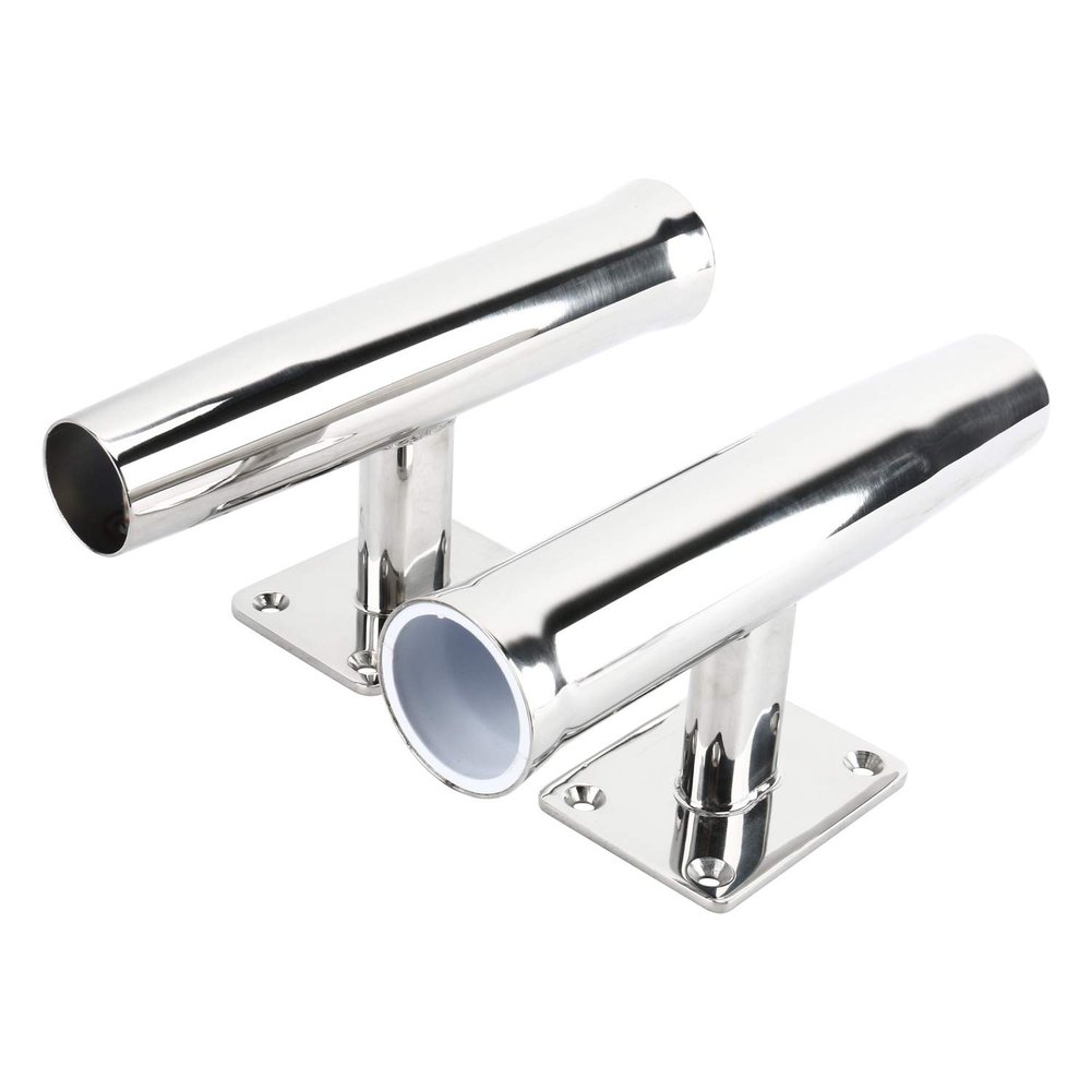 Amarine Made Wall Mounted Stainless Steel Tournament Style Rod Holder, Transom Mounted - 90 Degree (2-Pack)