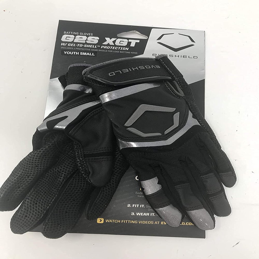 EvoShield Youth XGT G2S Batting Gloves (L, Black/White)