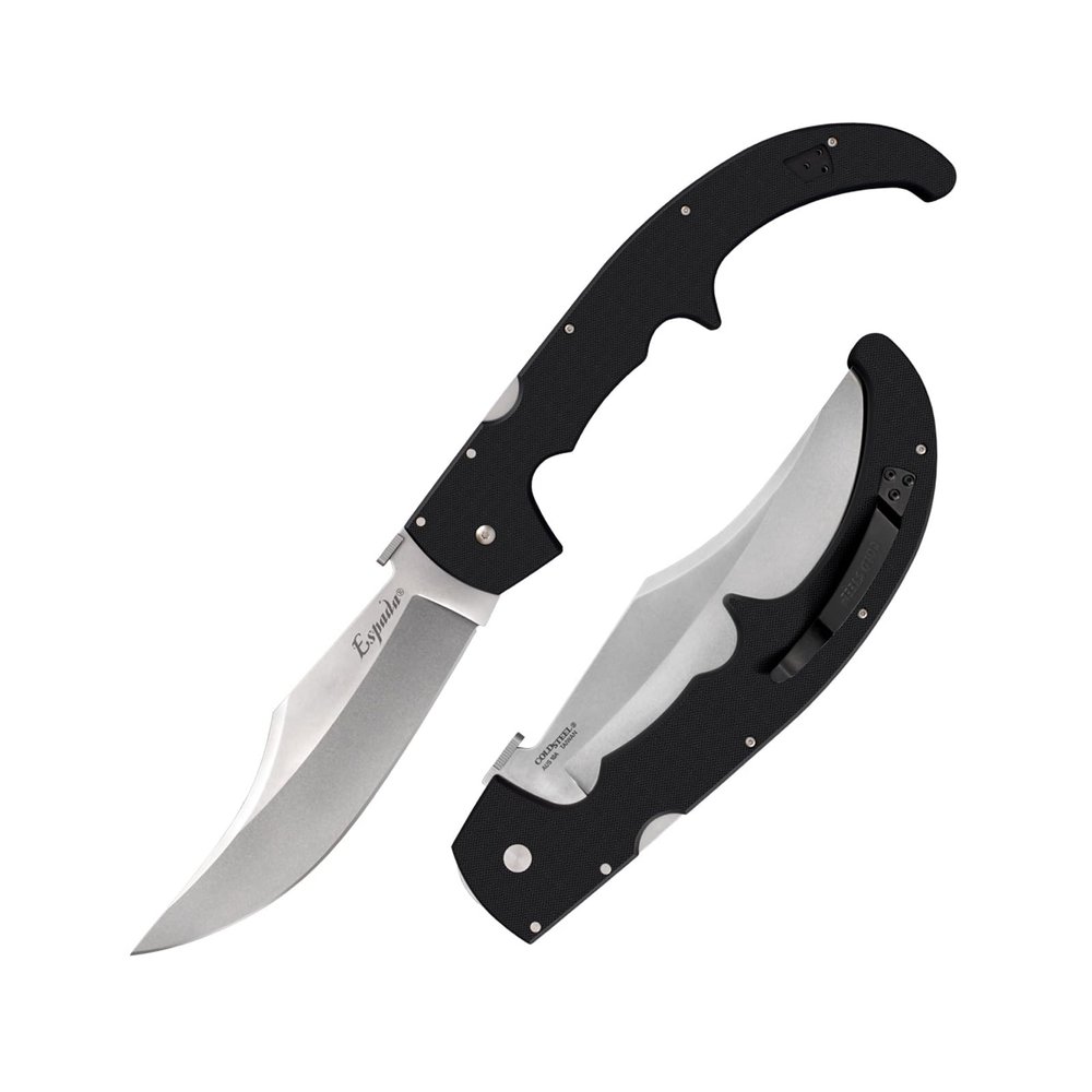 Cold Steel, G-10 Folding Knife, X-Large Espada, 7 1/2" stonewashed Blade, Ambidextrous Stainless Pocket/Belt Clip