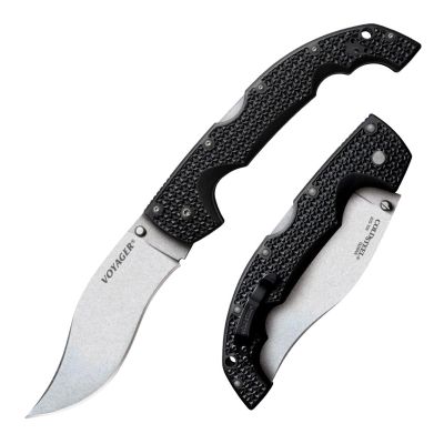 Cold Steel Voyager XL Vaquero 5.5" AUS10A Kukri Plain Edge Razor-Sharp Blade 6.75" Griv-Ex Handle Everyday Carry Tactical Folding Knife