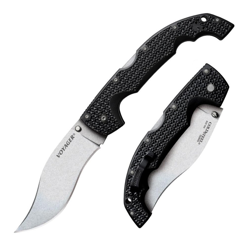 Cold Steel Voyager XL Vaquero 5.5" AUS10A Kukri Plain Edge Razor-Sharp Blade 6.75" Griv-Ex Handle Everyday Carry Tactical Folding Knife