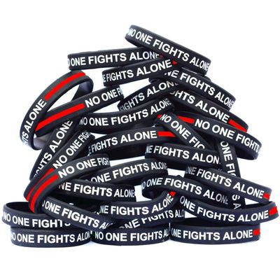 100 of Thin RED Line No One Fights Alone Wristbands