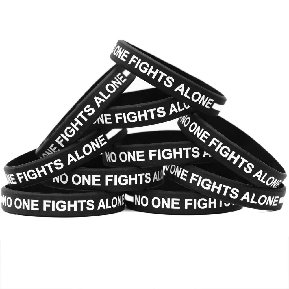 15 of Thin WHITE Line No One Fights Alone Wristbands
