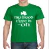 ALLNTRENDS Men's T Shirt My Blood Type is Oh Shamrock Saint Patrick's Irish Shirt (2XL, Irish Green) view 1
