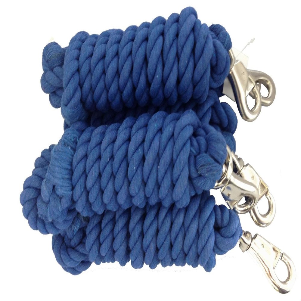 AJ Tack 10 Foot Cotton Lead Rope with Bull Snap - Set of 5 Royal Blue