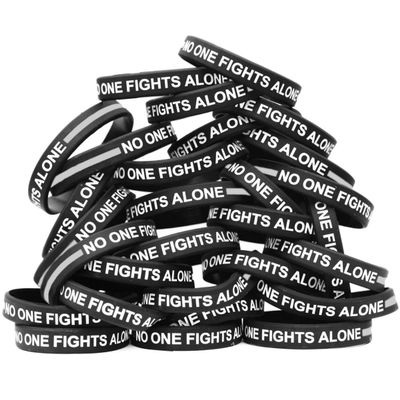 100 of Thin GRAY Line No One Fights Alone Wristbands