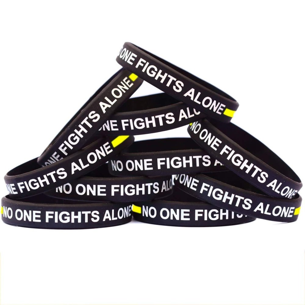 15 of Thin Yellow Line No One Fights Alone Wristbands