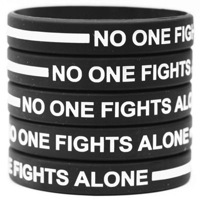 5 of Thin WHITE Line No One Fights Alone Wristbands