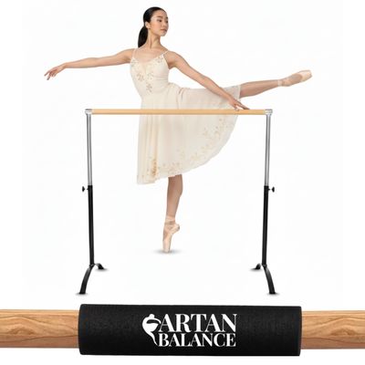 Ballet Barre Portable for Home or Studio, Freestanding Adjustable Bar for Stretch, Balance, Pilates, Dance or Active Workouts, Single or Double Bar, Kids and Adults (Curved Single Bar 5ft)