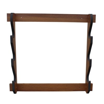 Rush Creek Creations Indoor Wood Wall Gun Rack for up to 3 Rifles or Shotguns, 3-Gun Wall-Mount Long Gun Display Rack with EVA Padded Grooves and Mounting Hardware, Dark Walnut