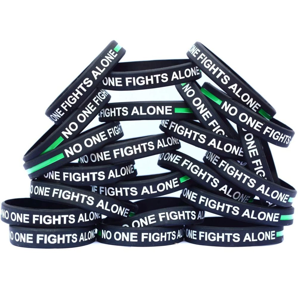 20 of Thin GREEN Line No One Fights Alone Wristbands