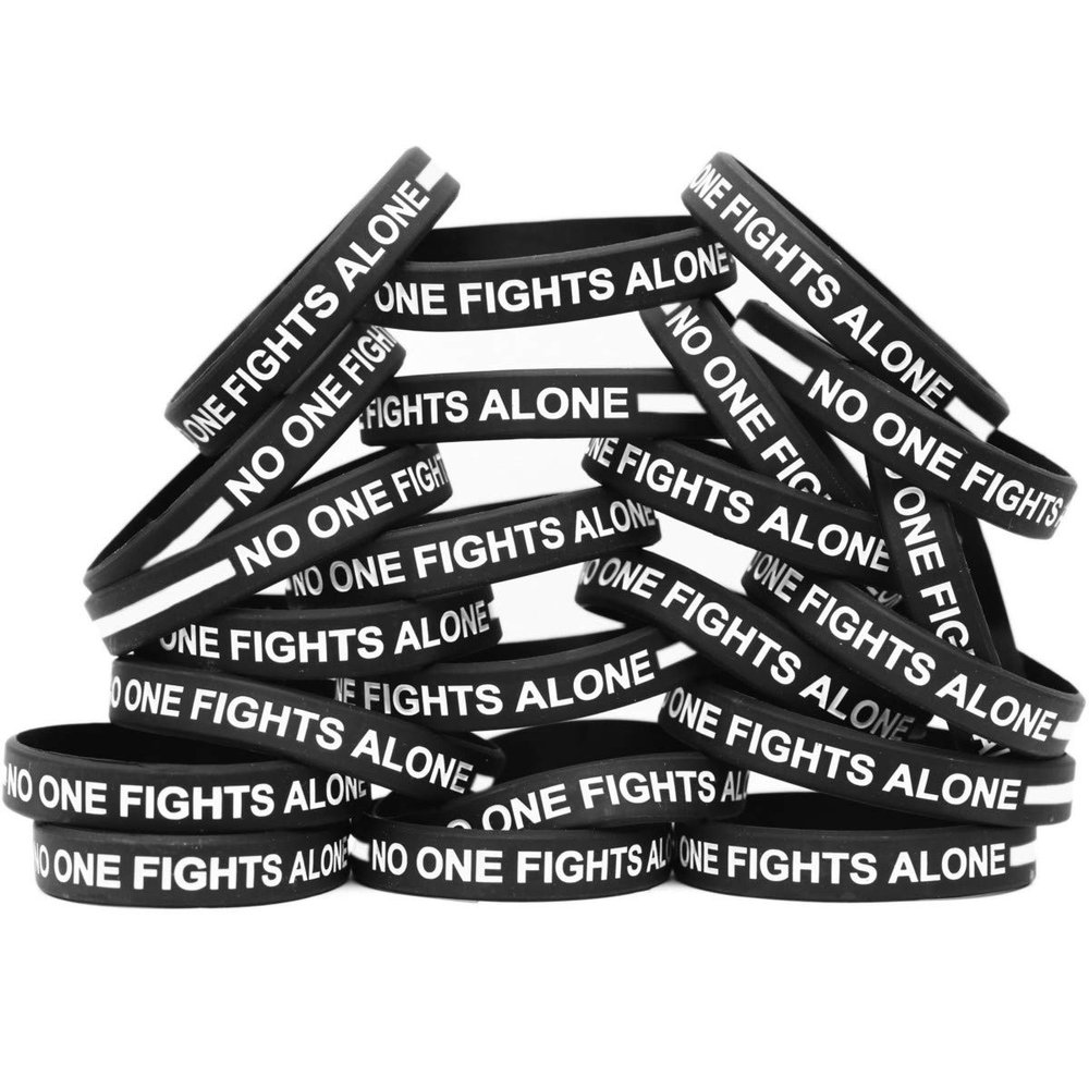 20 of Thin WHITE Line No One Fights Alone Wristbands