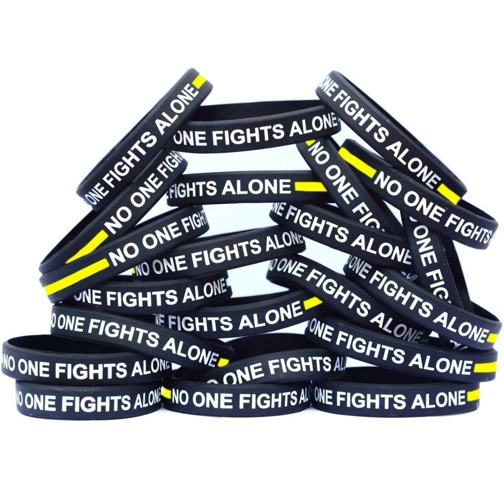 20 of Thin YELLOW Line No One Fights Alone Wristbands