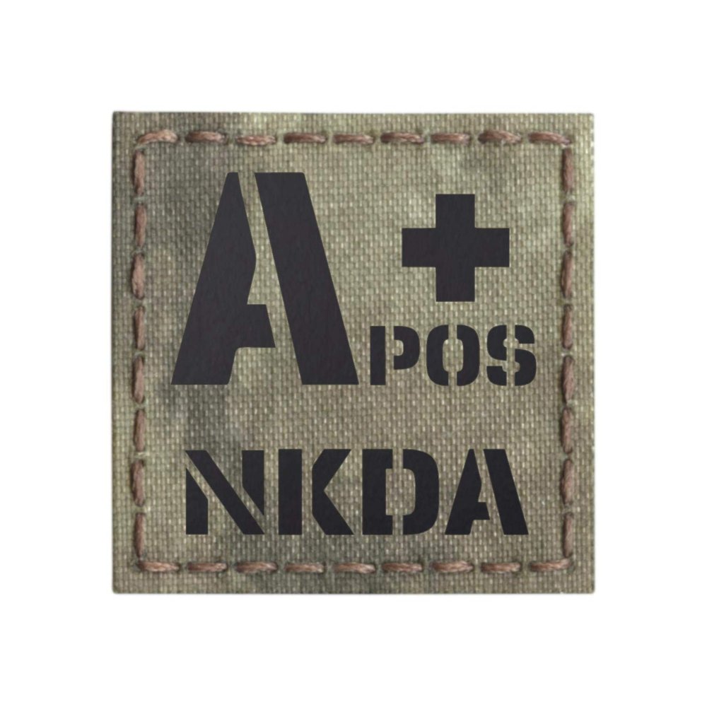 APOS NKDA A+ Blood Type 2x2 Tactical Morale Fastener Patch (A-TACS AU)