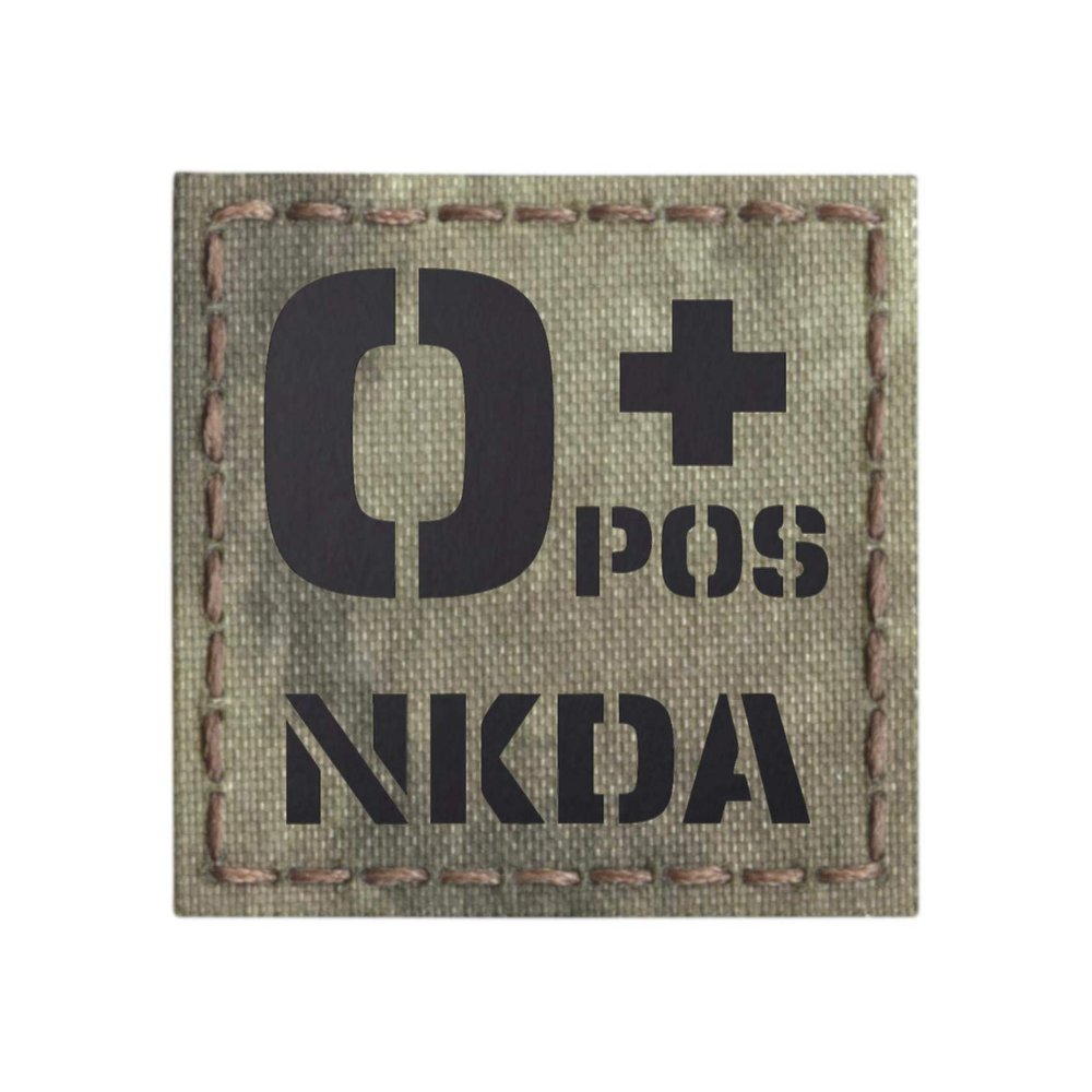 IR A-TACS AU OPOS NKDA O+ Blood Type 2x2 Arid Tan Tactical Morale Touch Fastener Patch