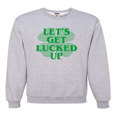 Go All Out XX-Large Athletic Heather Adult Let's Get Lucked Up Funny St. Patrick's Day Sweatshirt Crewneck