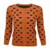 YEMAK Women's Knit Cardigan Sweater  3/4 Sleeve Button Down Crewneck Cute Cat Pattern Casual Lightweight Knitted Top MK3466-DOR/BLK-M view 1