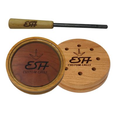 ESH Cherry Glass Pot Turkey Call with Hickory Striker Durable, Realistic Hen Sounds Glass Turkey Call for Beginners & Pros