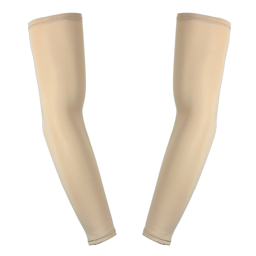 6 Pairs, The Elixir Compression Athletic Arm Sleeves, UV Protective Perfect for Basketball, Baseball, Running, Beige