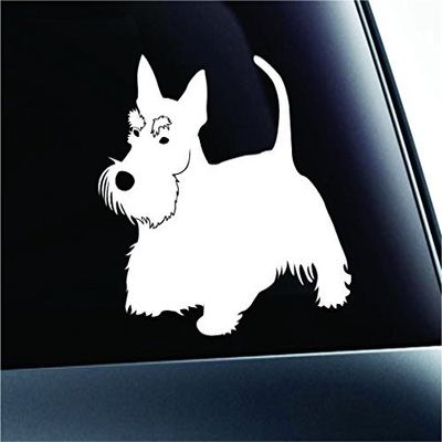 #2 Scottish Terrier Dog Symbol Decal Paw Print Dog Puppy Pet Family Breed Love Car Truck Sticker Window (White), Decal Sticker Vinyl Car Home Truck Window Laptop