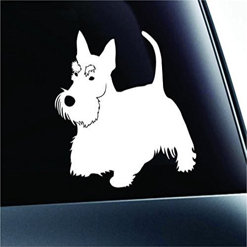 #2 Scottish Terrier Dog Symbol Decal Paw Print Dog Puppy Pet Family Breed Love Car Truck Sticker Window (White), Decal Sticker Vinyl Car Home Truck Window Laptop