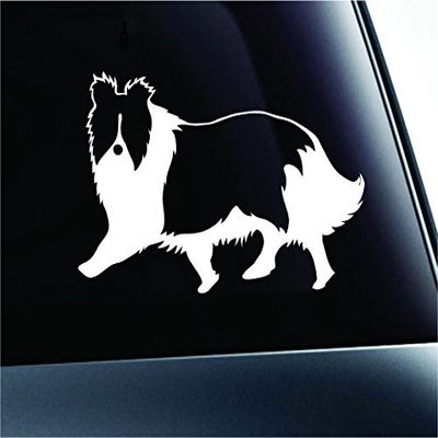 Shetland Sheepdog Dog Symbol Decal Paw Print Dog Puppy Pet Family Breed Love Car Truck Sticker Window (White), Decal Sticker Vinyl Car Home Truck Window Laptop