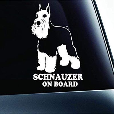 #2 Schnauzer on Board Dog Symbol Decal Paw Print Dog Puppy Pet Family Breed Love Car Truck Sticker Window (White), Decal Sticker Vinyl Car Home Truck Window Laptop