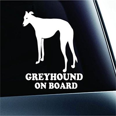 #2 Greyhound on Board Dog Symbol Decal Paw Print Dog Puppy Pet Family Breed Love Car Truck Sticker Window (White), Decal Sticker Vinyl Car Home Truck Window Laptop
