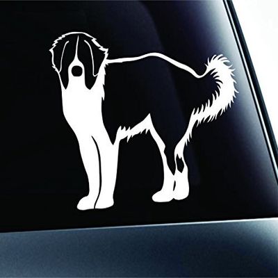 Saint Bernard Dog Symbol Decal Paw Print Dog Puppy Pet Family Breed Love Car Truck Sticker Window (White), Decal Sticker Vinyl Car Home Truck Window Laptop