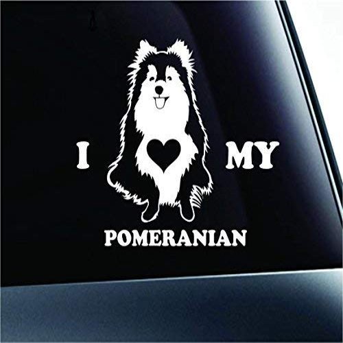 #2 I Love My Pomeranian Dog Symbol Decal Paw Print Dog Puppy Pet Family Breed Love Car Truck Sticker Window (White), Decal Sticker Vinyl Car Home Truck Window Laptop