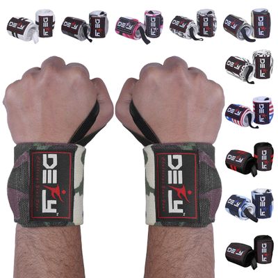 DEFY 18 Weightlifting Wrist Wraps  Professional Fitness Wrist Wraps for Men & Women with Thumb Loop - Wrist Support for Weightlifting, Strength Training, Powerlifting & Bodybuilding (Green Camo)