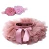 Baby Girls Tutu Skirt with Diaper Cover Cotton Tulle Bloomers and Headband Sets Bean Sand 1-2 Years view 1