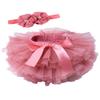Baby Girls Tutu Bloomers Diaper Cover Cotton Tulle Bloomers and Headband Set Coral 3-6 Month view 1