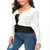 EXCHIC Women's Cropped Knit Cardigan Sweater Long Sleeve Button Down Open Front Bolero Shrug for Spring and Fall (L, White) view 4